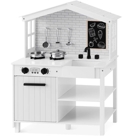 Farmhouse Play Kitchen Set with Chalkboard