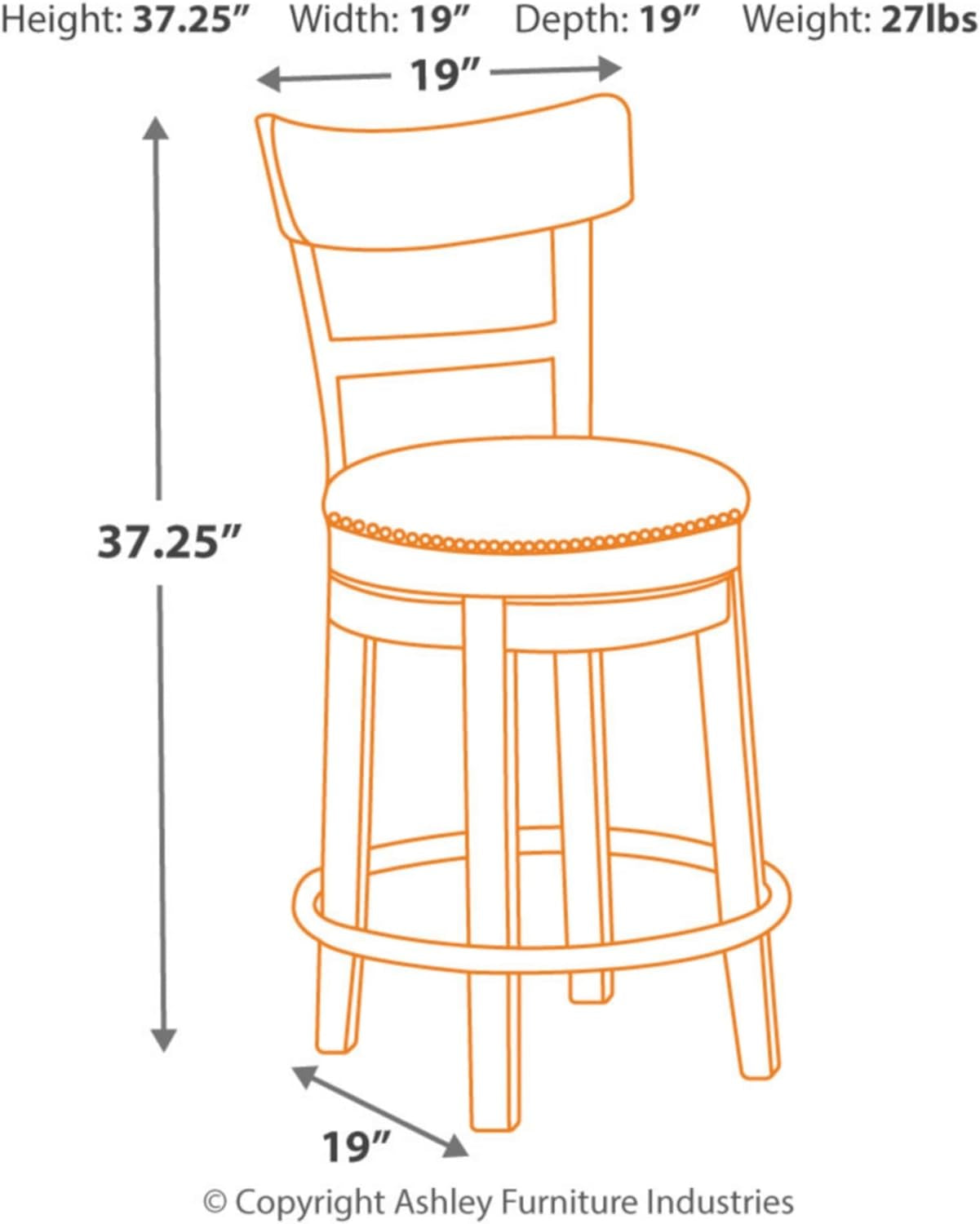 "Modern Farmhouse Swivel Barstool in Light Brown - 24.25" Height"