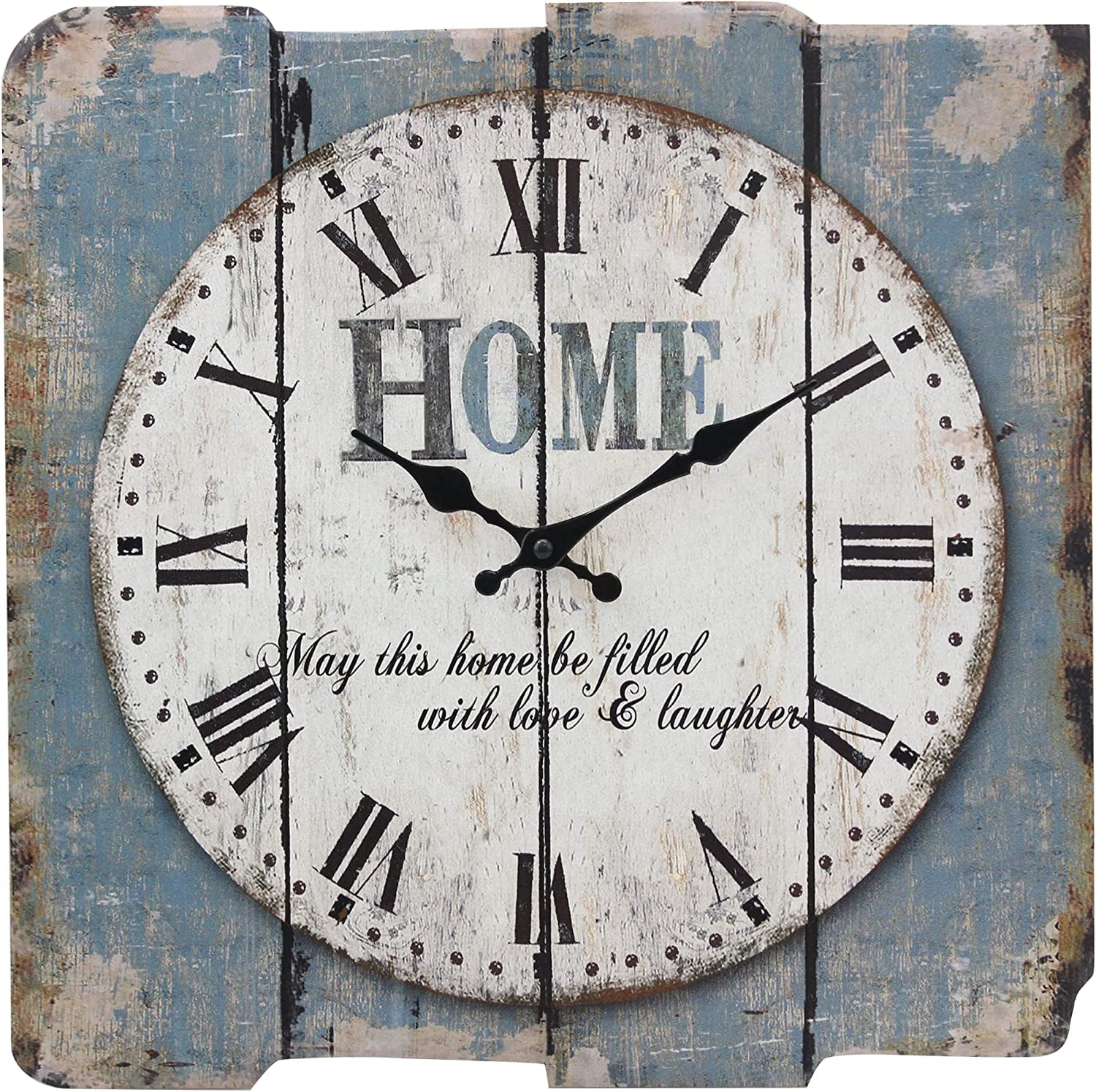 SB-6158A Worn Blue 15" Square White Wall Clock