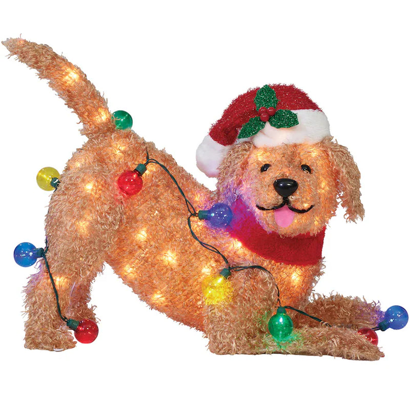 18" Merry Mischief Lighted Pup Decoration