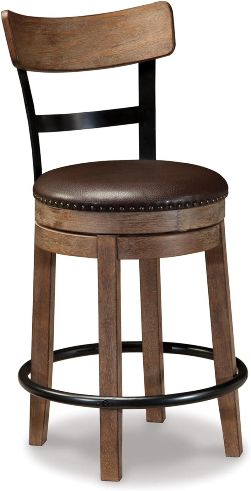 "Modern Farmhouse Swivel Barstool in Light Brown - 24.25" Height"