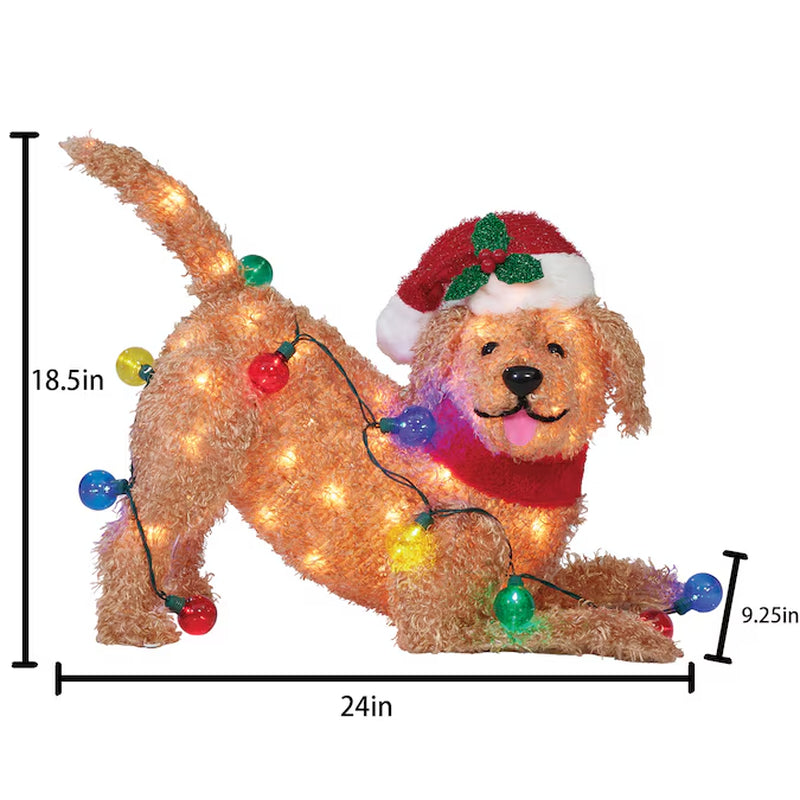 18" Merry Mischief Lighted Pup Decoration