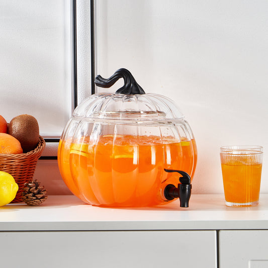 1.5 Gallon Clear Pumpkin Spice Beverage Dispenser