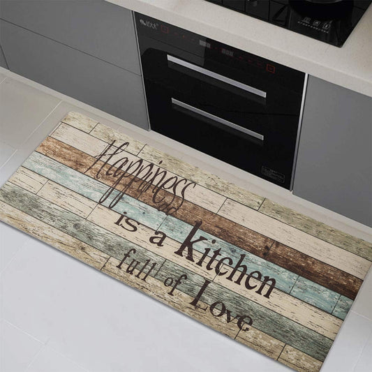 Farmhouse Kitchen Mats Cushioned Anti-Fatigue Comfort Mat for Home & Office Ergonomically Engineered Memory Foam Kitchen Rug Waterproof Non-Skid, 47" by 17",Happiness