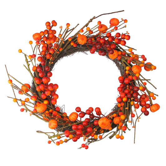 Thankful Autumn Berry & Pumpkin Wreath