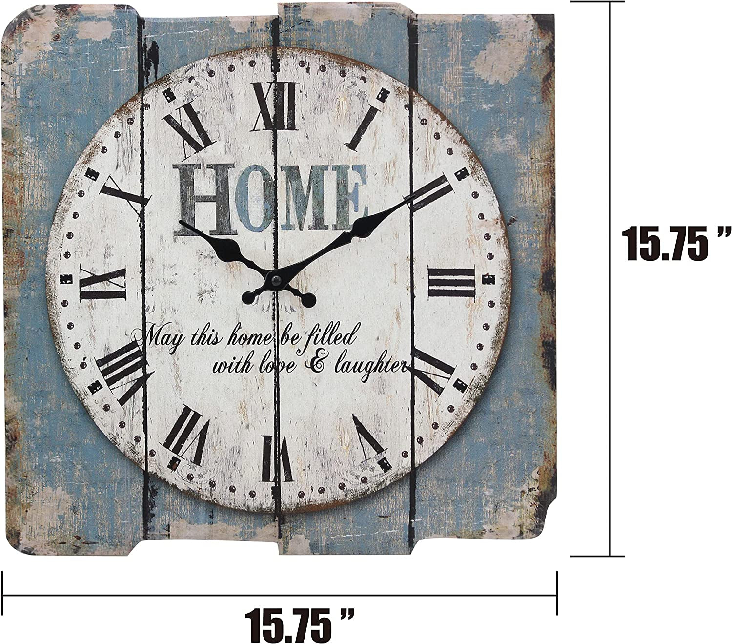 SB-6158A Worn Blue 15" Square White Wall Clock